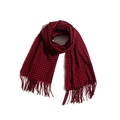 Classic red and black gingham check scarf with soft cashmere-like texture and fringe trim - Black Red