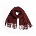 Women's autumn winter red and green micro-plaid cashmere-like scarf with fringe - Green & Red