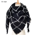 Classic black and beige windowpane check cashmere-feel scarf with elegant fringe detail - 140x140cm / 46 Black White Check