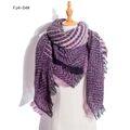 Winter purple gradient knit scarf with herringbone pattern and fringe tassels - Purple (FJ4-04#)