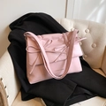 Rosa Schultertasche mit Schleife aus weichem PU-Leder im minimalistischen Stil - Rosa
