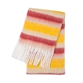Thick mohair scarf with rainbow stripes in beige orange and red with white tassels - Striped Yellow (26#)