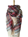 Women's multi-color plaid cashmere-feel scarf with fringe tassels for autumn and winter - Light Camel