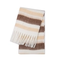 Thick mohair winter scarf with beige, brown and white stripes and tassel fringe - Striped Beige Coffee (28#)