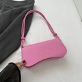 Pink crocodile texture shoulder bag with knot strap and gold metal hardware logo - Pink