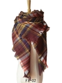 Cashmere-feel plaid scarf in burgundy and ginger yellow with tassels on a mannequin - Brown