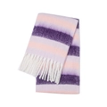 Mohair winter scarf with purple rainbow stripes and long white tassels for women - Striped Purple (25#)