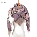 Thick oversized plaid scarf in pink and purple check with soft fringe tassels - Purple (FJ5-03#)