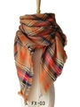 Plaid cashmere-feel scarf with tassels in warm orange and brown tones, style FX-03 - Orange