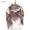 Thick checkered scarf in brown and beige with fringe, autumn winter shawl variant - Brown (FJ5-02#)