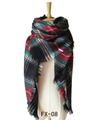 Classic red and green tartan plaid cashmere-like scarf with fringe on a mannequin - Dark Green Black