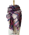 Plaid cashmere feel scarf for women in cream, blue and deep red patterns with fringes - Rice Pink