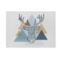 Linen placemat with minimalist geometric deer head design and abstract shapes - 32x21cm (Waterproof Poly-Linen) / Style CD088-5