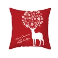 Red Christmas pillowcase with white reindeer and snowflake motif for home decor - Snowflakes Surrounding Elk Red Style (TPR406-12)