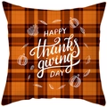Plaid Thanksgiving pillowcase with Happy Thanksgiving text and autumn maple leaves - Happy Thanksgiving Day Plaid (TPR402-12)