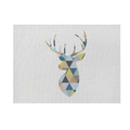 Linen placemat featuring a geometric deer head pattern in soft Morandi colors - 32x21cm (Waterproof Poly-Linen) / Style CD088-6