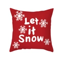 Red Christmas pillowcase with Let it Snow text and white snowflake prints - Red Background White Let it Snow Letter Style (TPR406-13)