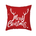 Red Christmas pillowcase with white antlers and Merry Christmas printed greeting - Red Antlers with Handwritten Blessing Style (TPR406-14)