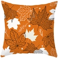 Orange autumn maple leaf pattern decorative square throw pillow cover in peach skin fabric - Simple Orange Maple Leaf (TPR402-14)