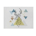 Linen placemat featuring a modern geometric deer head design in Nordic minimalist style - 32x21cm (Waterproof Poly-Linen) / Style CD088-8