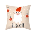Kerst kussensloop met kerstman cartoon en HO HO HO tekst op een beige ondergrond - Cartoon Kerstman met Bril (TPR420-2) / 45x45CM (Zonder Kern)
