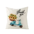 Thanksgiving pillow cover with vintage blue scooter, sunflowers and Thank You text design - 45x45cm / Thank You Scooter Style (JYM130-13)