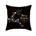 Black Christmas pillow case with golden reindeer silhouette and Merry Christmas text - 44cmx44cm / Black Gold Reindeer Silhouette Style (TPR411-5)