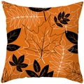 Orange autumn maple leaf pattern decorative square throw pillow cover in peach skin fabric - Artistic Silhouette Maple Leaf (TPR402-15)