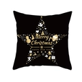 Black and gold Christmas pillowcase with star-shaped festive holiday graphics - 44cmx44cm / Black Gold Star Contour Style (TPR411-6)