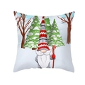 Funda de cojín navideña con gnomo nórdico y paisaje de nieve invernal en piel de melocotón - Ilustración de Gnomo de Navidad Estilo Nórdico (TPR421-1)