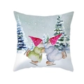 Funda de cojín cuadrada de gnomos navideños patinando sobre hielo con bosque de invierno - Gnomos Patinando sobre Hielo (TPR421-3)