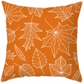 Square orange autumn pillowcase with white leaf patterns and maple leaf design - Minimalist Orange Texture (TPR402-16)