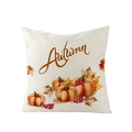 Polyester Thanksgiving throw pillow cover featuring orange pumpkins and autumn maple leaves - 45x45cm / Pumpkin Maple Leaves Style (JYM130-16)