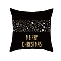 Black and gold Merry Christmas pillowcase with festive holiday icons on peach skin fabric - 44cmx44cm / Black Gold Text Banner Style (TPR411-8)