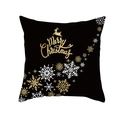 Black and gold Christmas pillow cover with Merry Christmas text and golden reindeer print - 44cmx44cm / Black Gold Snowflake Meteor Style (TPR411-10)