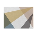 Linen placemat with mustard yellow and forest green abstract geometric triangle patterns - 32x21cm (Waterproof Poly-Linen) / Style CD088-13