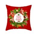 Funda de cojín navideña roja con corona festiva y texto de Merry Christmas - 45x45CM (Sin Relleno) / Fondo Rojo Guirnalda Festiva (TPR427-2)