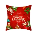 Roter Weihnachts-Kissenbezug mit Merry Christmas Druck und festlichen Illustrationen - 45x45CM (Ohne Kern) / Roter Hintergrund Weihnachtshintergrund (TPR427-3)