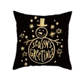 Christmas pillowcase featuring a black background with golden snowman and snowflake patterns - 44cmx44cm / Black Gold Hat Snowman Style (TPR411-11)