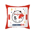 Chinese New Year lucky cat throw pillow cover with traditional festive red and white prints - 45x45cm / Fortune Cat Red Style (TPR426-16)