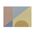 Linen placemat with minimalist geometric patterns in yellow, blue and pink hues - 32x21cm (Waterproof Poly-Linen) / Style CD088-14