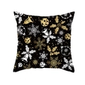 Christmas pillowcase featuring gold bells and snowflakes on black peach skin fabric - 44cmx44cm / Black Gold Bell Ornaments Style (TPR411-12)