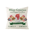Christmas snowman cushion cover with colorful gift boxes printed on linen texture - 45x45CM (No Core) / Snowman and Gift Boxes Illustration Style (JYM136-8)