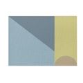 Linen placemat with minimalist geometric pattern in blue and yellow colors - 32x21cm (Waterproof Poly-Linen) / Style CD088-16