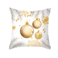 Federa natalizia con ornamenti a strisce dorate e aghi di pino bianchi su fondo bianco - Palline Oro a Righe (TPR413-5)