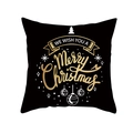 Black and gold Merry Christmas peach skin throw pillow cover with festive tree print - 44cmx44cm / Black Gold We Wish You Style (TPR411-16)