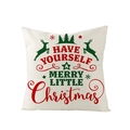 Christmas pillowcase with deer and tree prints and merry little Christmas text - 45x45CM (No Core) / Reindeer Silhouette and Warm Wishes Style (JYM136-12)