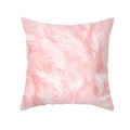 Kissenbezug aus Pfirsichhaut-Stoff mit rosa Blatt-Feder-Druck auf weißem Hintergrund - Hellrosa Feder Stil (TPR439-4)