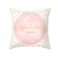 Detail of peach skin pillow case with pink watercolor ring and gold star print - Pink Watercolor Circle Quote Style (TPR439-6)