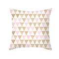 Macro detail of geometric pink and gold glitter triangle print on peach skin pillowcase - Pink Gold Geometric Triangle Style (TPR439-8)